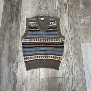 Kennington Striped Sweater Vest classic design brown maroon Med